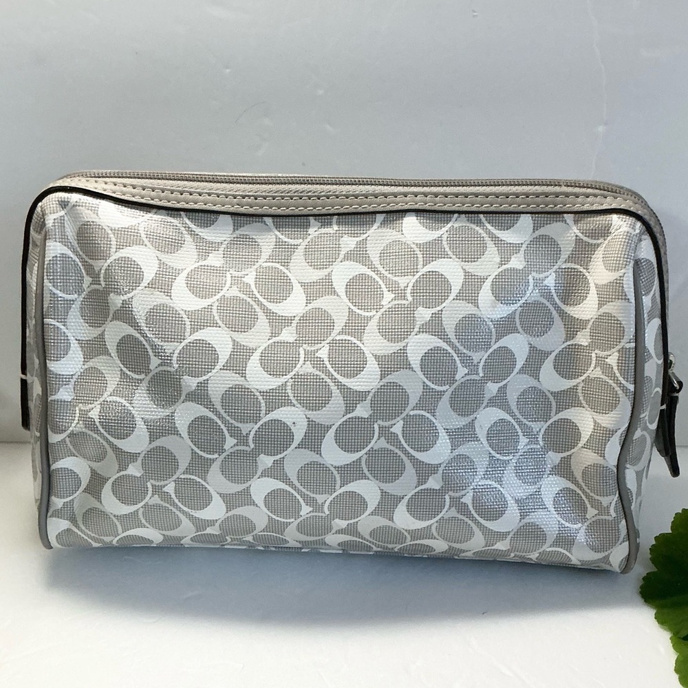 Coach Silver and Gray Cosmetic Bag